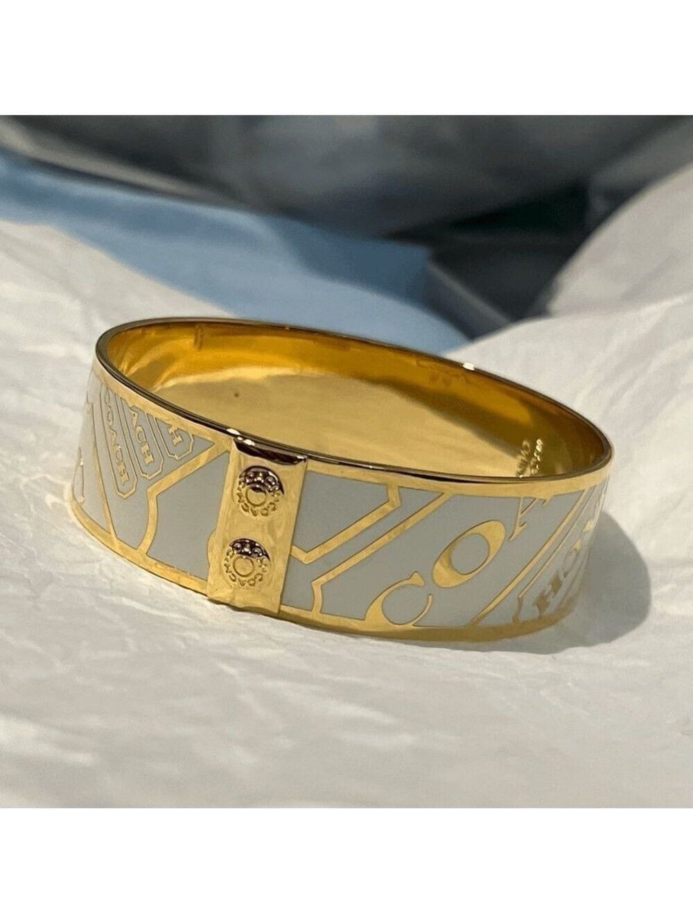 Coach Gold  White Enamel C Bangle